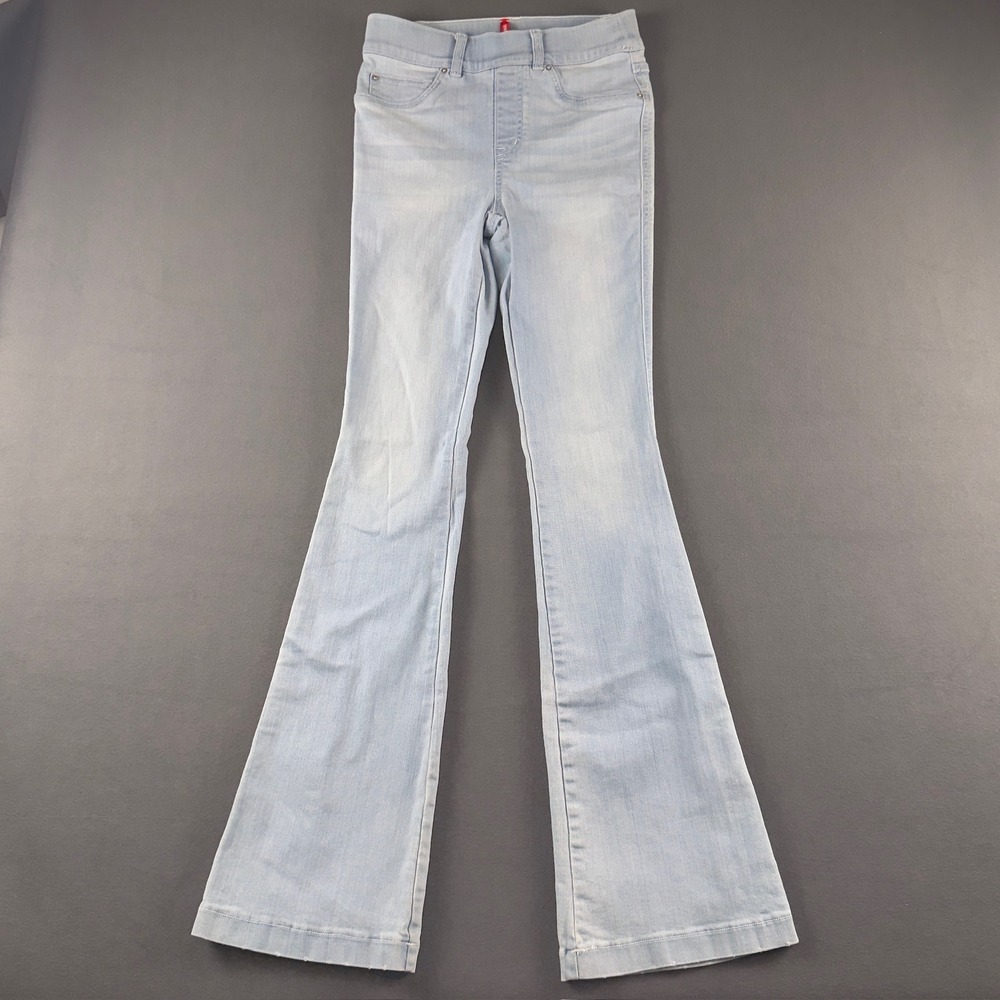 Spanx Light Wash Flare Jeans High Rise Pull On Stretch Denim XS